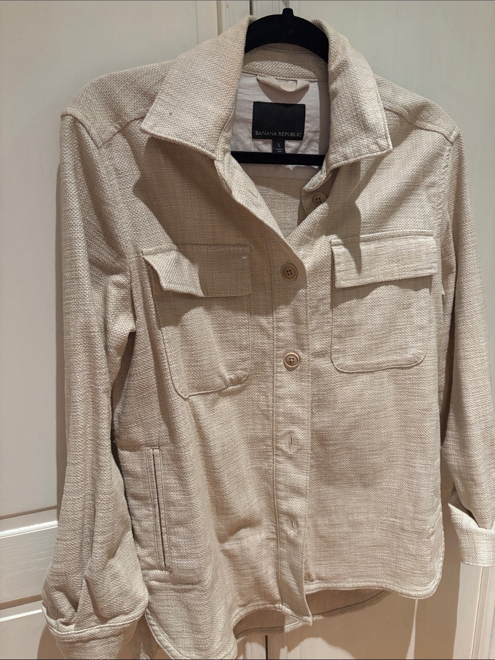 Banana Republic Cream shacket with Patch Pockets